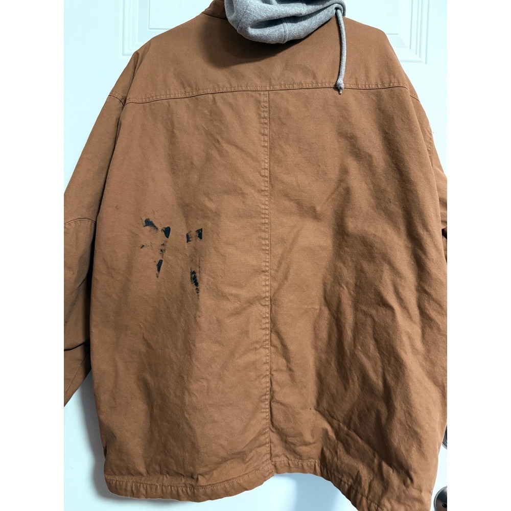 Dickies Men's Hooded Insulated Work Jacket 3XL (54–56) Brown Canvas Quilt Lined - Picture 4 of 12